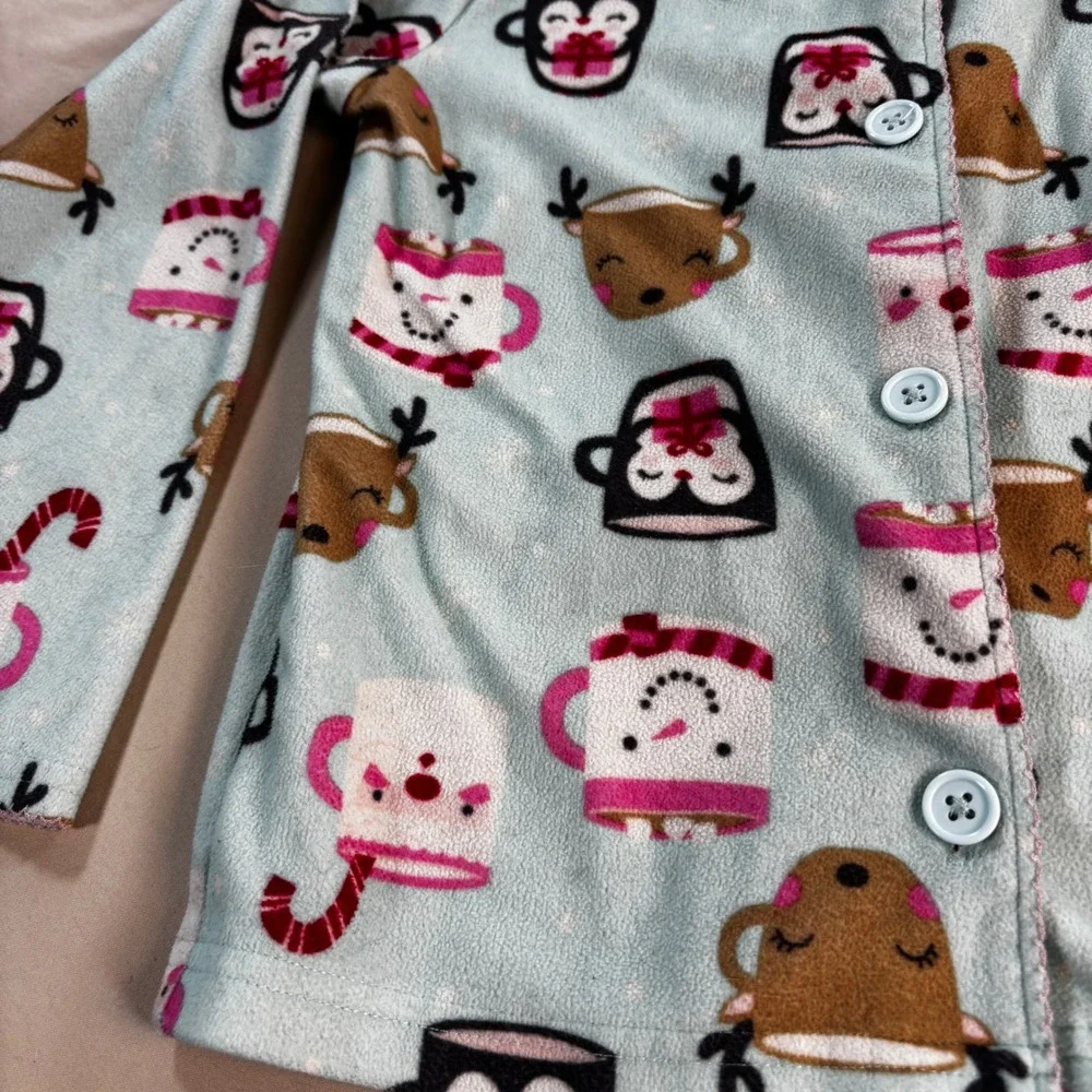Carters‎ Just One You Girls Fleece Pajama Set Holiday Drinks Blue Winter 5T